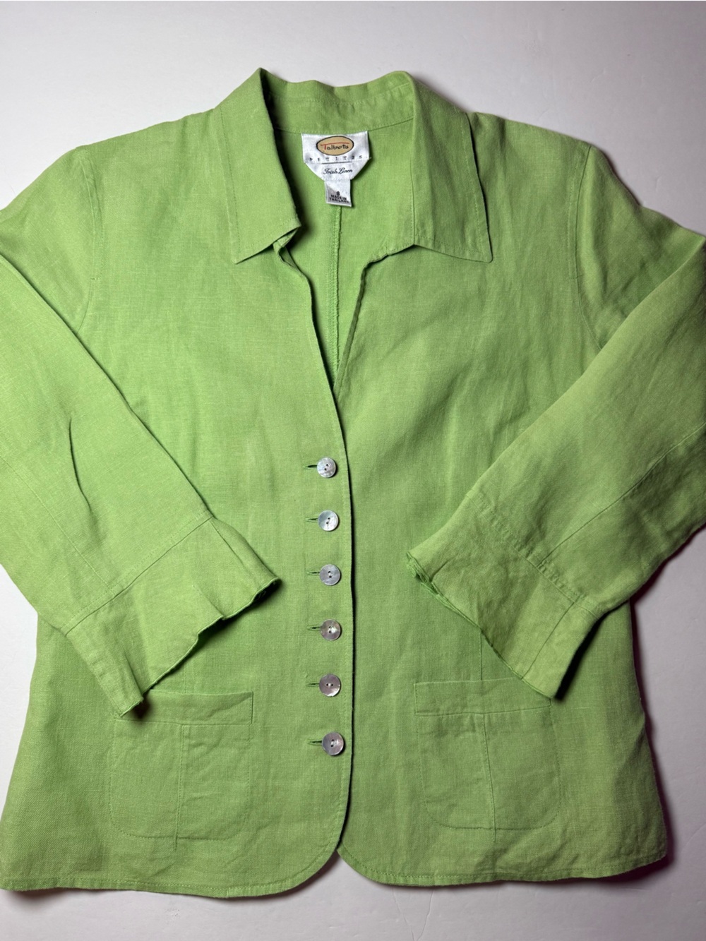 Talbots Irish Linen Blazer Size 8P Button Front Lightweight